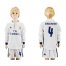 Real Madrid #4 Sergio Ramos Home Long Sleeves Kid Soccer Club Jersey