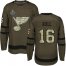 Adidas St. Louis Blues #16 Brett Hull Green Salute to Service Stanley Cup Champions Stitched Youth NHL Jersey