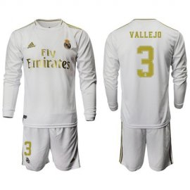Real Madrid #3 Vallejo White Home Long Sleeves Soccer Club Jersey