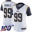 Nike Los Angeles Rams #99 Aaron Donald White Womens Stitched NFL 100th Season Vapor Limited Jersey