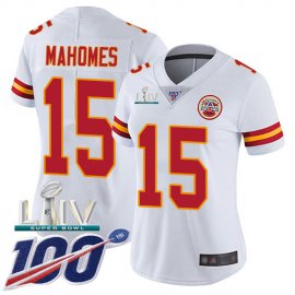 Nike Kansas City Chiefs #15 Patrick Mahomes White Super Bowl LIV 2020 Womens Stitched NFL 100th Season Vapor Untouchable Limited Jersey