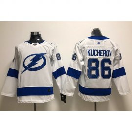 Adidas Tampa Bay Lightning #86 Nikita Kucherov White Road Authentic Stitched Youth NHL Jersey
