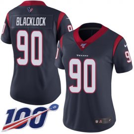 Nike Houston Texans #90 Ross Blacklock Navy Blue Team Color Womens Stitched NFL 100th Season Vapor Untouchable Limited Jersey