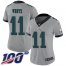 Nike Philadelphia Eagles #11 Carson Wentz Silver Womens Stitched NFL Limited Inverted Legend 100th Season Jersey