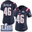 Nike New England Patriots #46 James Develin Navy Blue Super Bowl LIII Bound Womens Stitched NFL Limited Rush Jersey