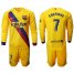 Barcelona #7 Coutinho Away Long Sleeves Soccer Club Jersey