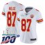 Nike Kansas City Chiefs #87 Travis Kelce White Super Bowl LIV 2020 Womens Stitched NFL 100th Season Vapor Untouchable Limited Jersey