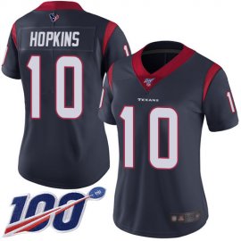 Nike Houston Texans #10 DeAndre Hopkins Navy Blue Team Color Womens Stitched NFL 100th Season Vapor Limited Jersey