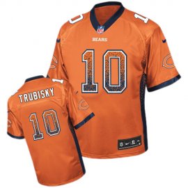 Nike Chicago Bears #10 Mitchell Trubisky Orange Alternate Mens Stitched NFL Elite Drift Fashion Jersey