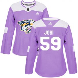 Adidas Nashville Predators #59 Roman Josi Purple Authentic Fights Cancer Womens Stitched NHL Jersey