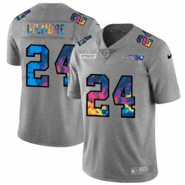 New England New England Patriots #24 Stephon Gilmore Mens Nike Multi-Color 2020 NFL Crucial Catch NFL Jersey Greyheather