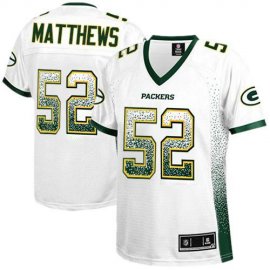 Nike Green Bay Packers #52 Clay Matthews White Womens Stitched NFL Elite Drift Fashion Jersey