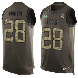 Nike New York Jets #28 Curtis Martin Green Mens Stitched NFL Limited Salute To Service Tank Top Jersey