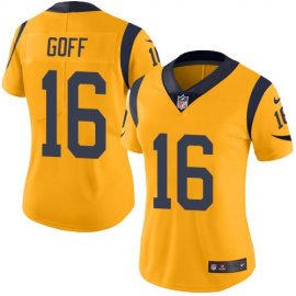 Nike Los Angeles Rams #16 Jared Goff Gold Womens Stitched NFL Limited Rush Jersey