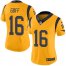 Nike Los Angeles Rams #16 Jared Goff Gold Womens Stitched NFL Limited Rush Jersey