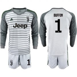 Juventus #1 Buffon Grey Goalkeeper Long Sleeves Soccer Club Jersey