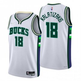 Milwaukee Milwaukee Bucks #18 Georgios Kalaitzakis Mens Nike White 2021/22 Swingman NBA Jersey – City Edition Mens