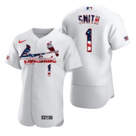 St.Louis Cardinals #1 Ozzie Smith Mens Nike White Fluttering USA Flag Limited Edition Authentic MLB Jersey
