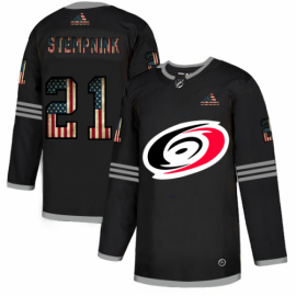 Carolina Hurricanes #21 Nino Niederreiter Adidas Mens Black USA Flag Limited NHL Jersey