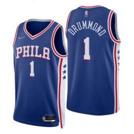 Nike Philadelphia 76ers #1 Andre Drummond Royal Mens 2021-22 NBA 75th Anniversary Diamond Swingman Jersey – Icon Edition Mens