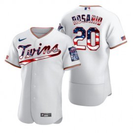 Minnesota Twins #20 Eddie Rosario Mens Nike White Fluttering USA Flag Limited Edition Authentic MLB Jersey
