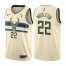 Nike Milwaukee Bucks #22 Khris Middleton 2021 NBA Finals Champions Swingman City Edition Jersey Cream Mens