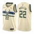 Nike Milwaukee Bucks #22 Khris Middleton 2021 NBA Finals Champions Swingman City Edition Jersey Cream Mens
