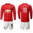 Manchester United #11 Martial Red Home Long Sleeves Soccer Club Jersey