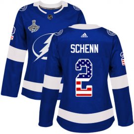 Adidas Tampa Bay Lightning #2 Luke Schenn Blue Home Authentic USA Flag Womens 2020 Stanley Cup Champions Stitched NHL Jersey