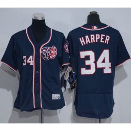 Washington Nationals #34 Bryce Harper Navy Blue Flexbase Authentic Womens Stitched MLB Jersey