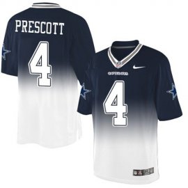 Nike Dallas Cowboys #4 Dak Prescott Navy Blue/White Mens Stitched NFL Elite Fadeaway Fashion Jersey