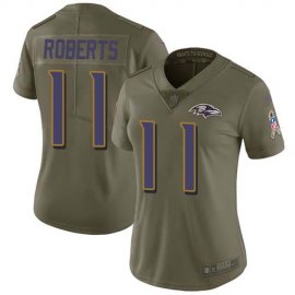 Nike Baltimore Ravens #11 Seth Roberts Olive Womens Stitched NFL Limited 2017 Salute To Service Jersey