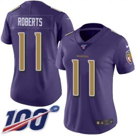 Nike Baltimore Ravens #11 Seth Roberts Purple Womens Stitched NFL Limited Rush 100th Season Jersey