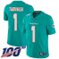 Nike Miami Dolphins #1 Tua Tagovailoa Aqua Green Team Color Mens Stitched NFL 100th Season Vapor Untouchable Limited Jersey