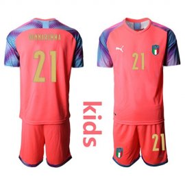 Italy #21 Donnarumma Pink Goalkeeper Kid Soccer Country Jersey