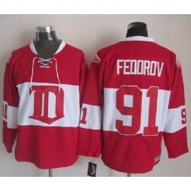 Detroit Red Wings #91 Sergei Fedorov Red Winter Classic CCM Throwback Stitched NHL Jersey