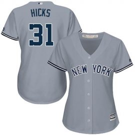 New York Yankees #31 Aaron Hicks Grey Road Womens Stitched MLB Jersey