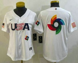 Womens USA Baseball Big Logo 2023 White World Baseball Classic Stitched Jerseys