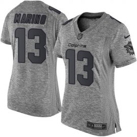 Nike Miami Dolphins #13 Dan Marino Gray Womens Stitched NFL Limited Gridiron Gray Jersey