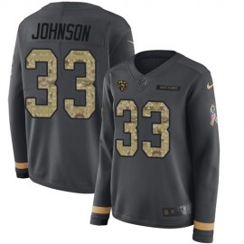 Nike Chicago Bears #33 Jaylon Johnson Anthracite Salute to Service Womens Stitched NFL Limited Therma Long Sleeve Jersey