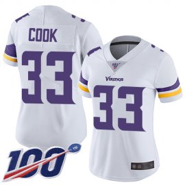 Nike Minnesota Vikings #33 Dalvin Cook White Womens Stitched NFL 100th Season Vapor Limited Jersey