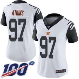 Nike Cincinnati Bengals #97 Geno Atkins White Womens Stitched NFL Limited Rush 100th Season Jersey