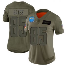 Nike Los Angeles Chargers #85 Antonio Gates Camo Womens Stitched NFL Limited 2019 Salute to Service Jersey