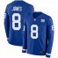 Nike New York Giants #8 Daniel Jones Royal Blue Team Color Mens Stitched NFL Limited Therma Long Sleeve Jersey