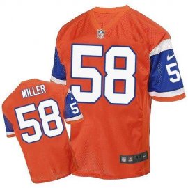 Nike Denver Broncos #58 Von Miller Orange Throwback Mens Stitched NFL Elite Jersey