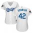 Los Angeles Dodgers #42 Jackie Robinson White Home 2018 World Series Womens Stitched MLB Jersey