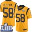 Nike Los Angeles Rams #58 Cory Littleton Gold Super Bowl LIII Bound Mens Stitched NFL Limited Rush Jersey