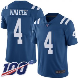 Nike Indianapolis Colts #4 Adam Vinatieri Royal Blue Mens Stitched NFL Limited Rush 100th Season Jersey