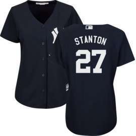 New York Yankees #27 Giancarlo Stanton Navy Blue Alternate Womens Stitched MLB Jersey