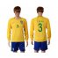 Brazil #3 T.Silva Home Long Sleeves Soccer Country Jersey